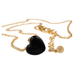 Lucedeimieiocchi Black heart silver gold plated necklace NWOT