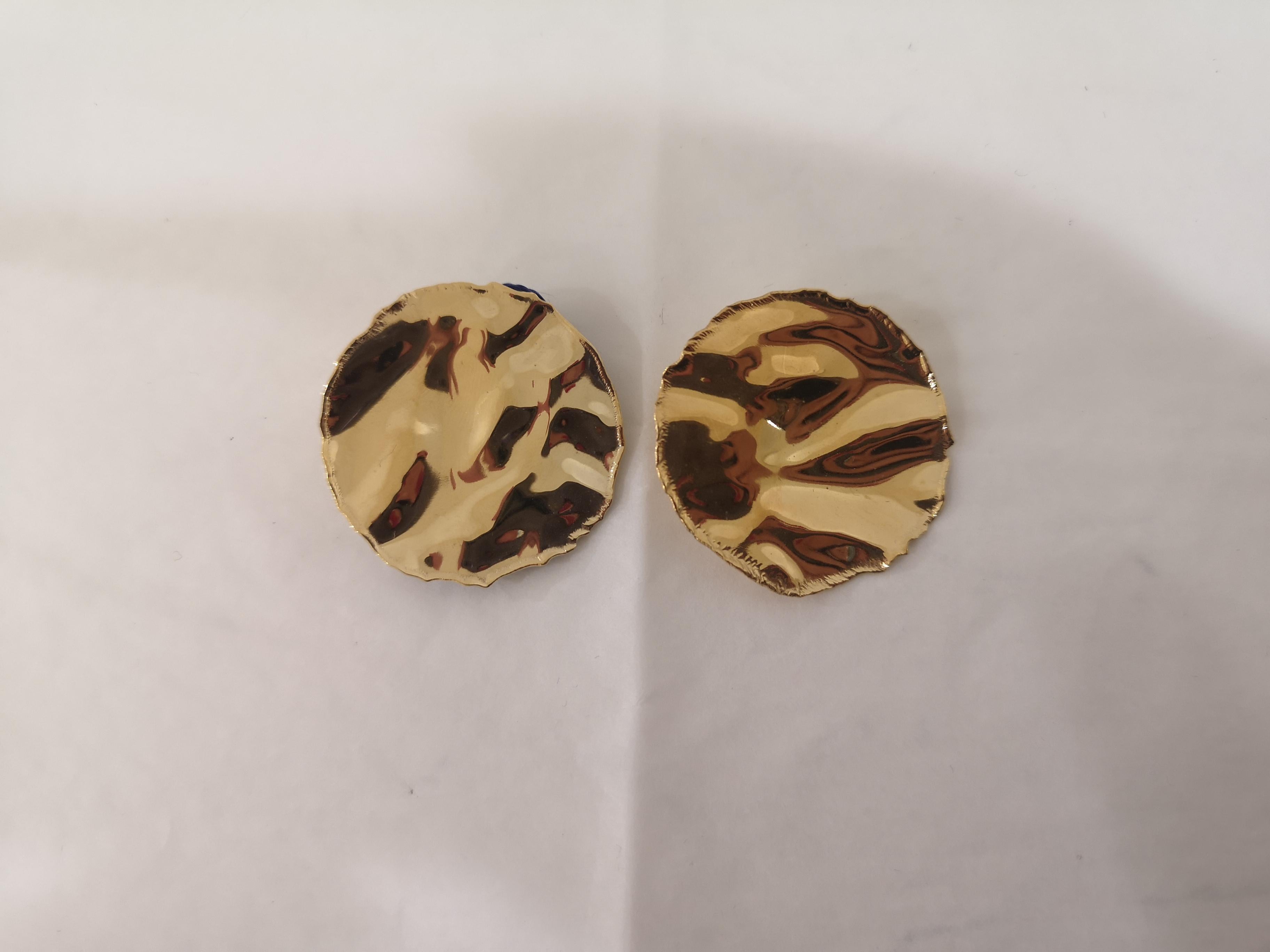 Lucedeimieiocchi gold silver boutons earrings In New Condition In Capri, IT