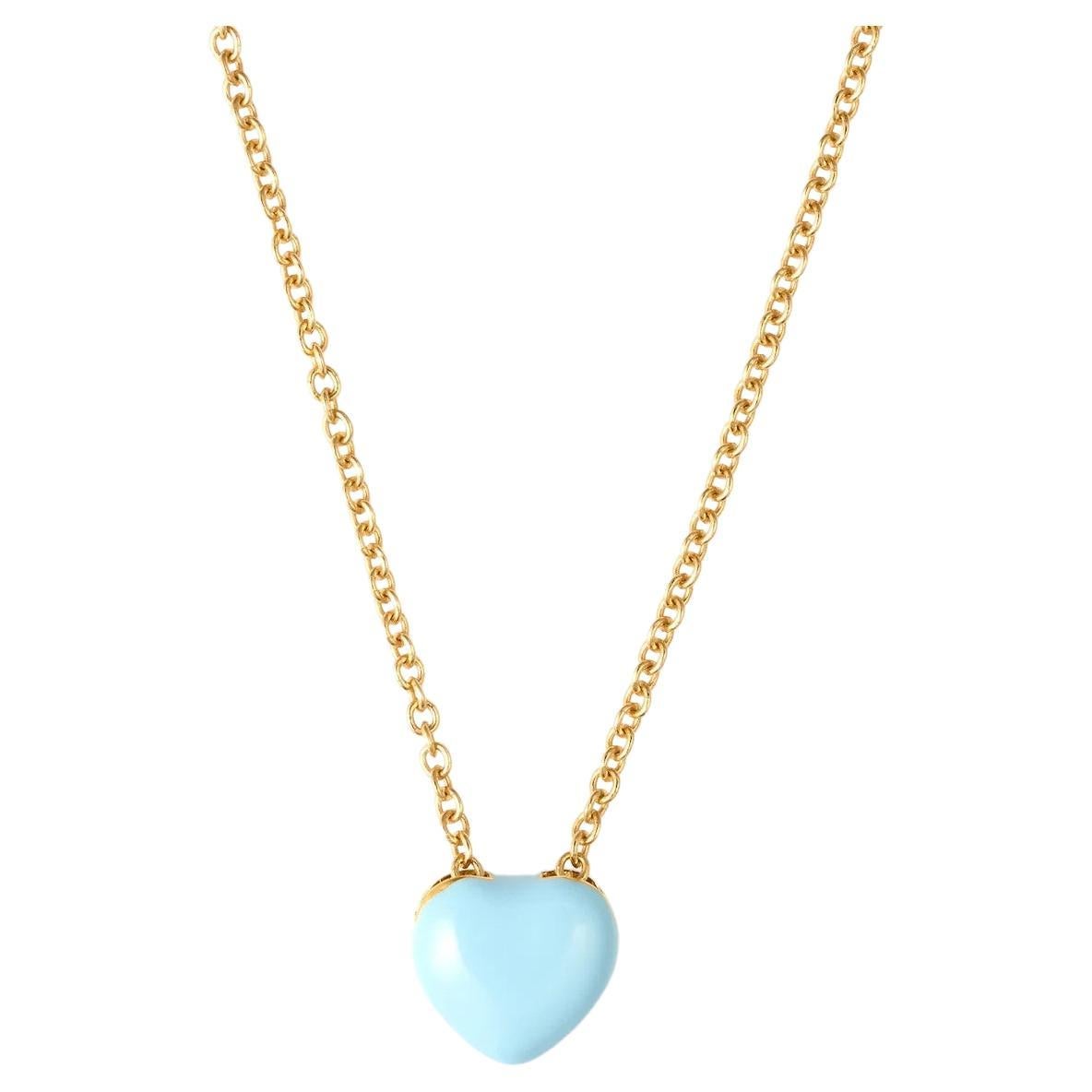 Lucedeimieiocchi Collana con cuore azzurro in argento placcato oro NWOT