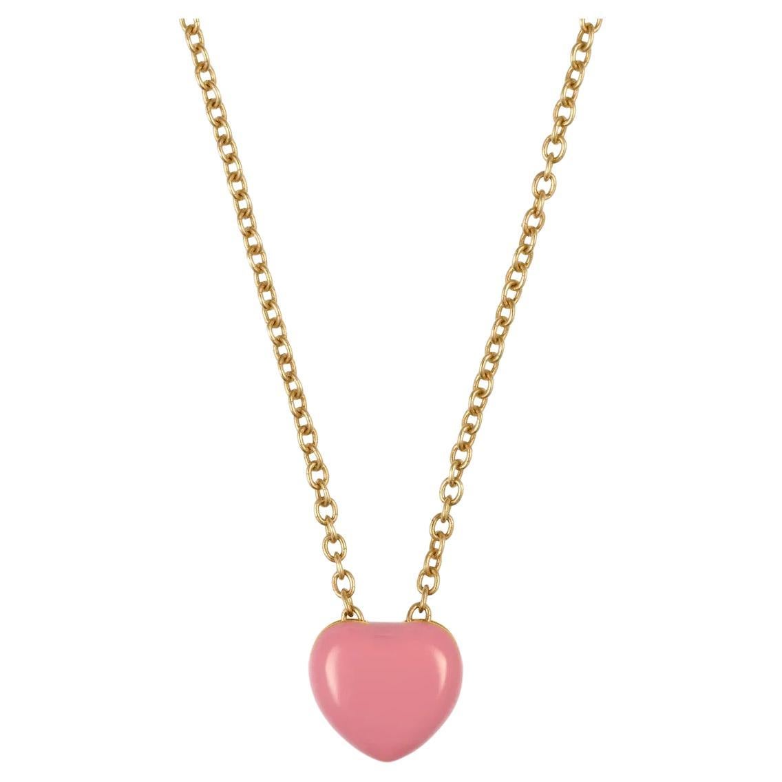 Lucedeimieiocchi Collana con cuore rosa in argento placcato oro NWOT