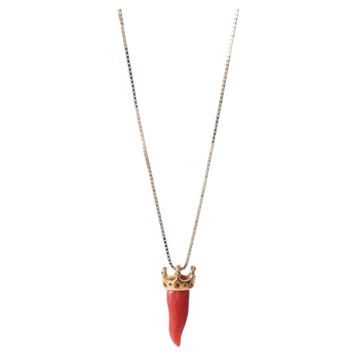 Lucedeimieiocchi Porte bonheur collana in corno rosso NWOT in vendita
