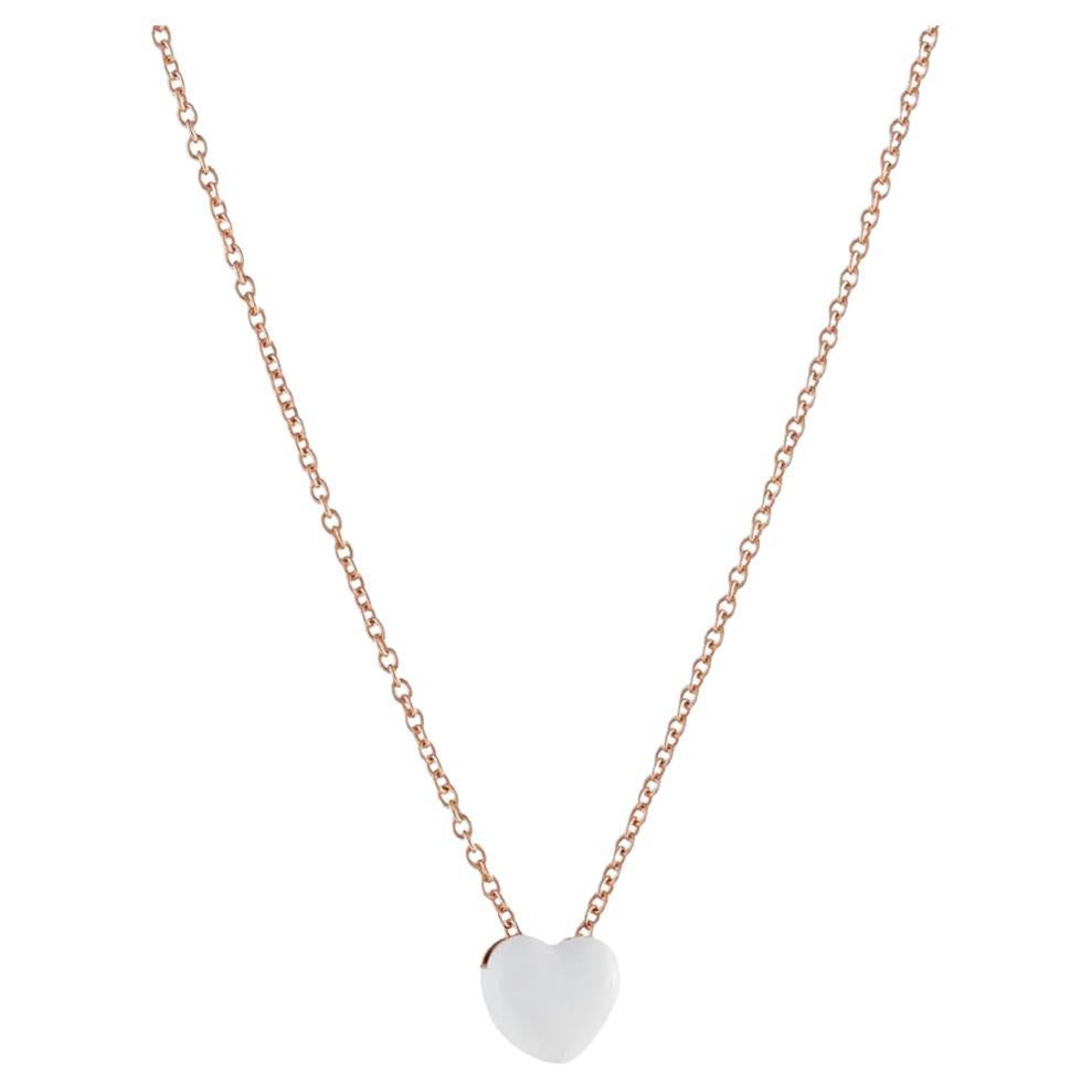 Lucedeimieiocchi Collana con cuore bianco in argento placcato oro NWOT