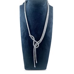 Lucente Duet Diamond Necklace in 18K White Gold, 15.51 Carats, Italian-Made