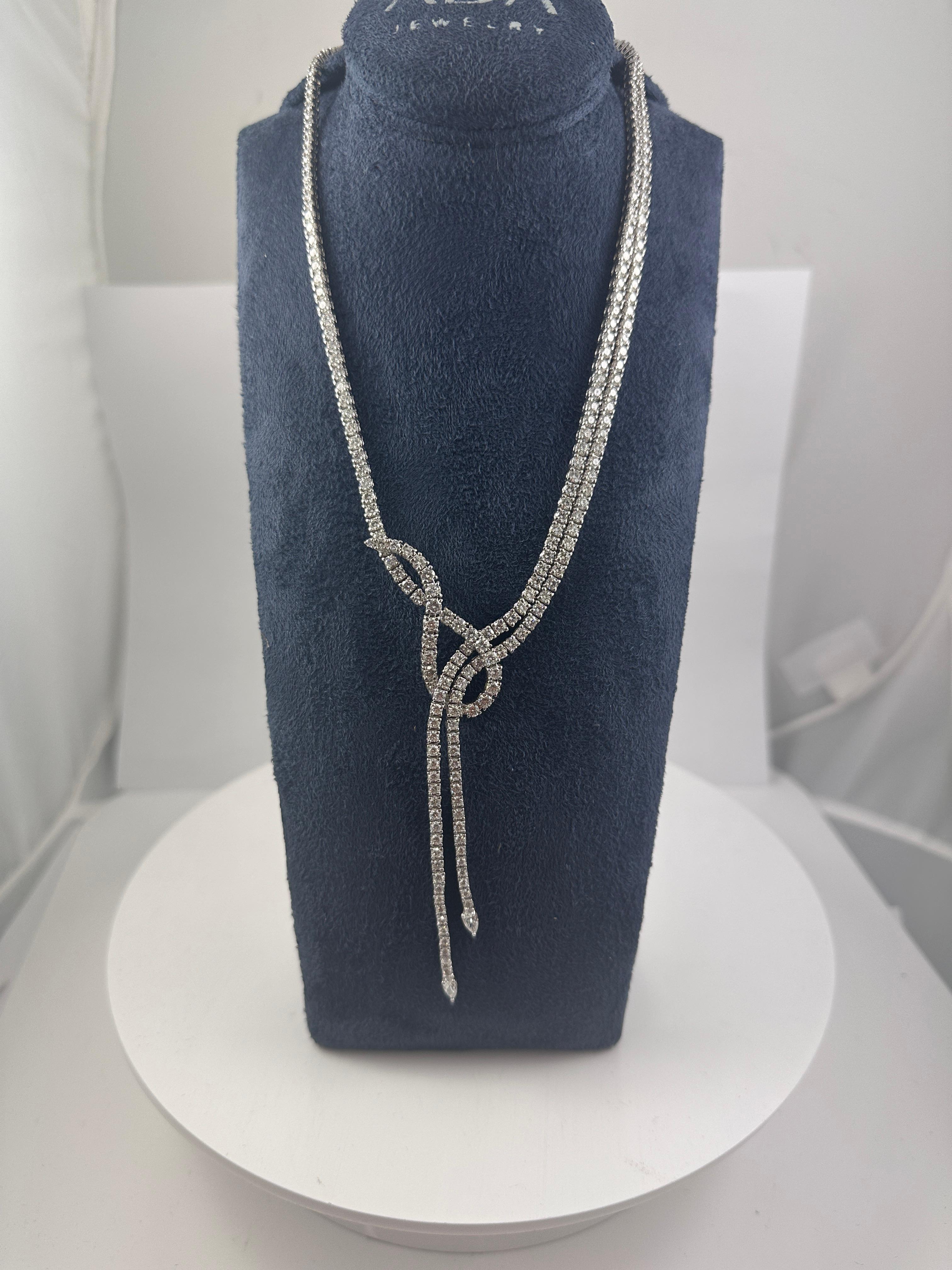 Lucente Duett-Diamantenhalskette aus 18 Karat Weißgold, 15,51 Karat, in Italien hergestellt im Angebot 2