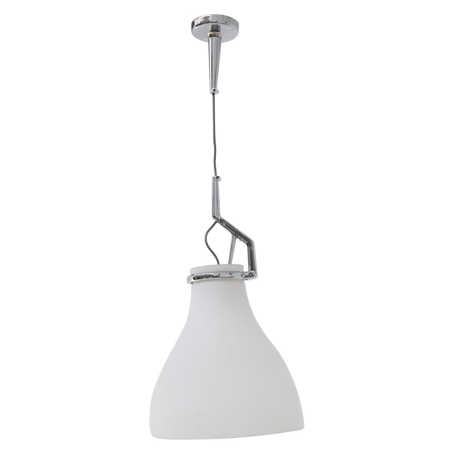 Luceplan Adjustable Opaline Glass Chandelier For Sale