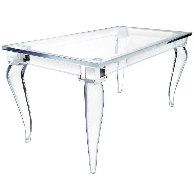 Lucere Lucite Table With Mirrored Drawer By Craig Van Den Brulle In Excellent Condition For Sale In New York, NY