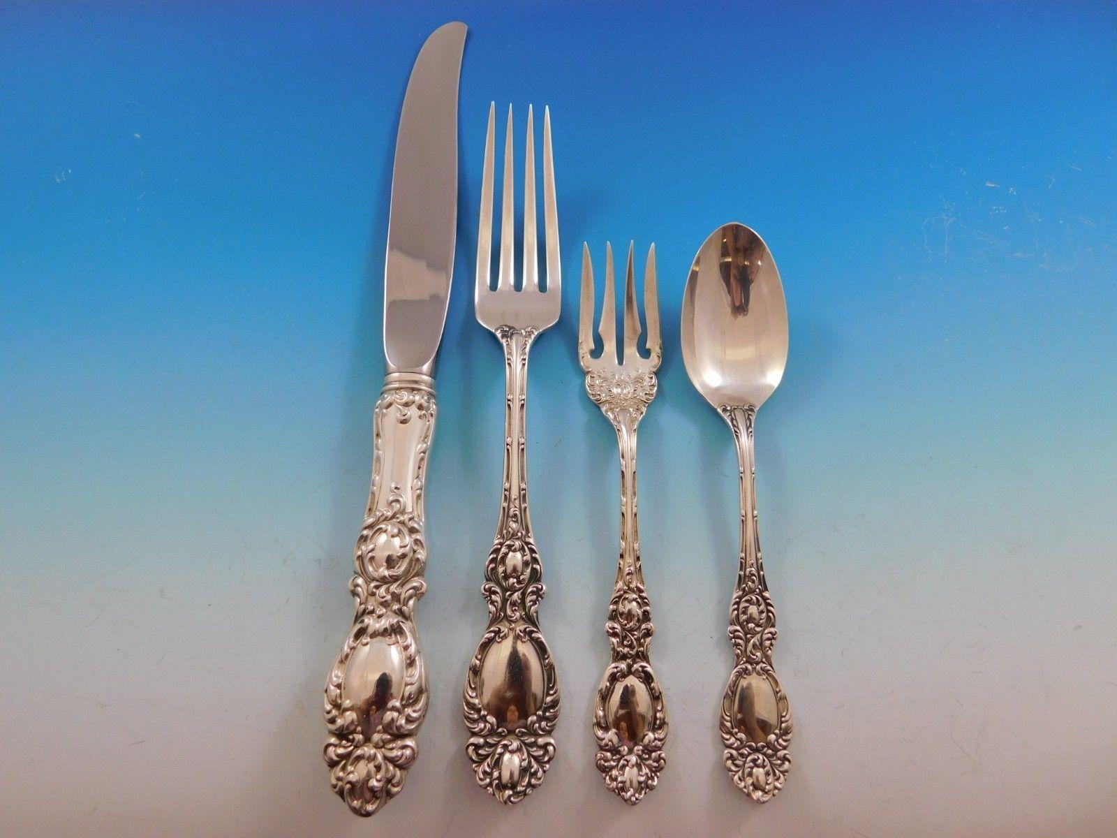 Lucerne by Wallace Sterling Silver Flatware Set for 8 Service 43 Pieces Dinner In Excellent Condition In Big Bend, WI