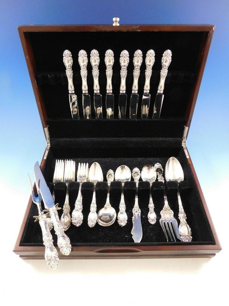 Lovely Lucerne by Wallace sterling silver flatware set, with matching 