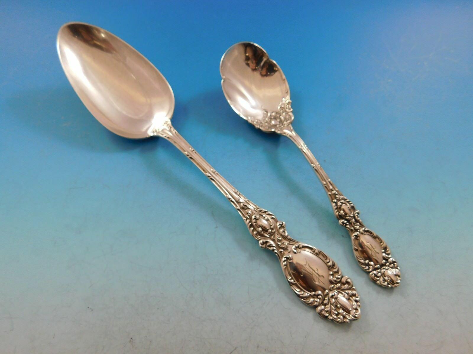 Lucerne by Wallace Sterling Silver Flatware Set Service 47 Pieces R Monogram 3