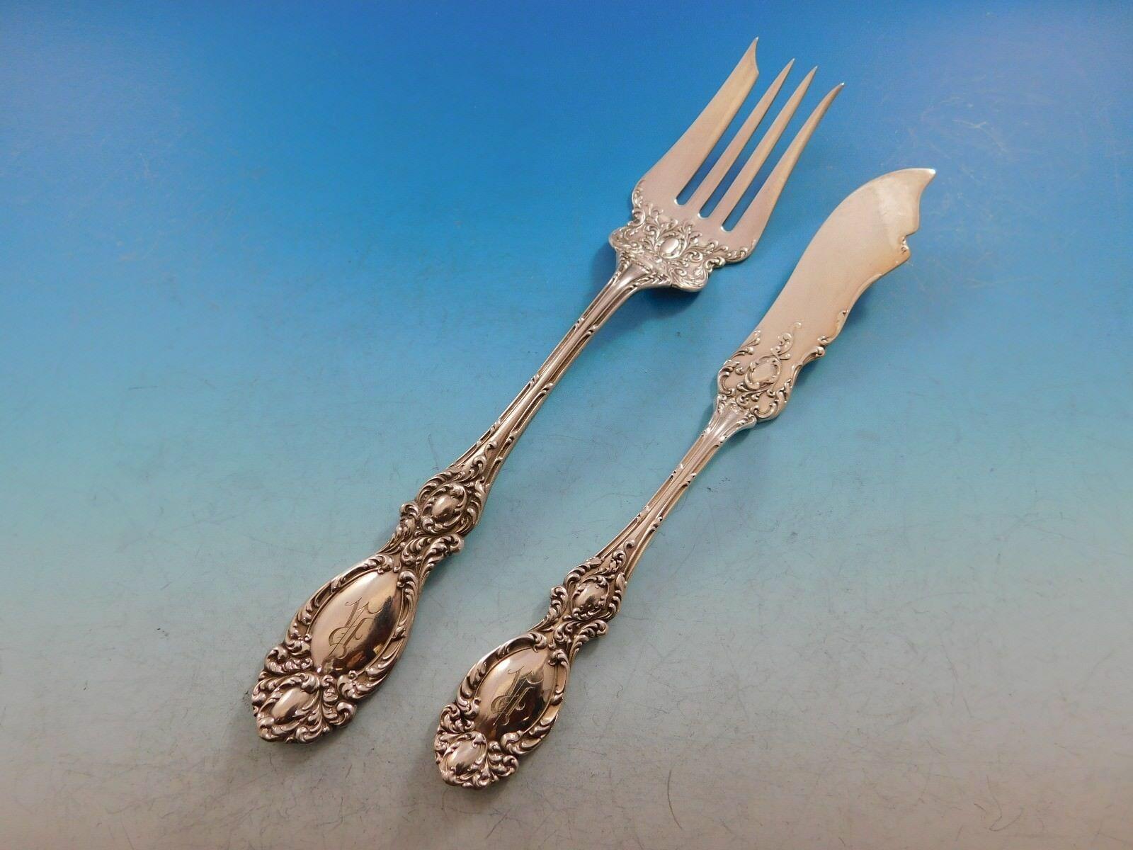 Lucerne by Wallace Sterling Silver Flatware Set Service 47 Pieces R Monogram 4