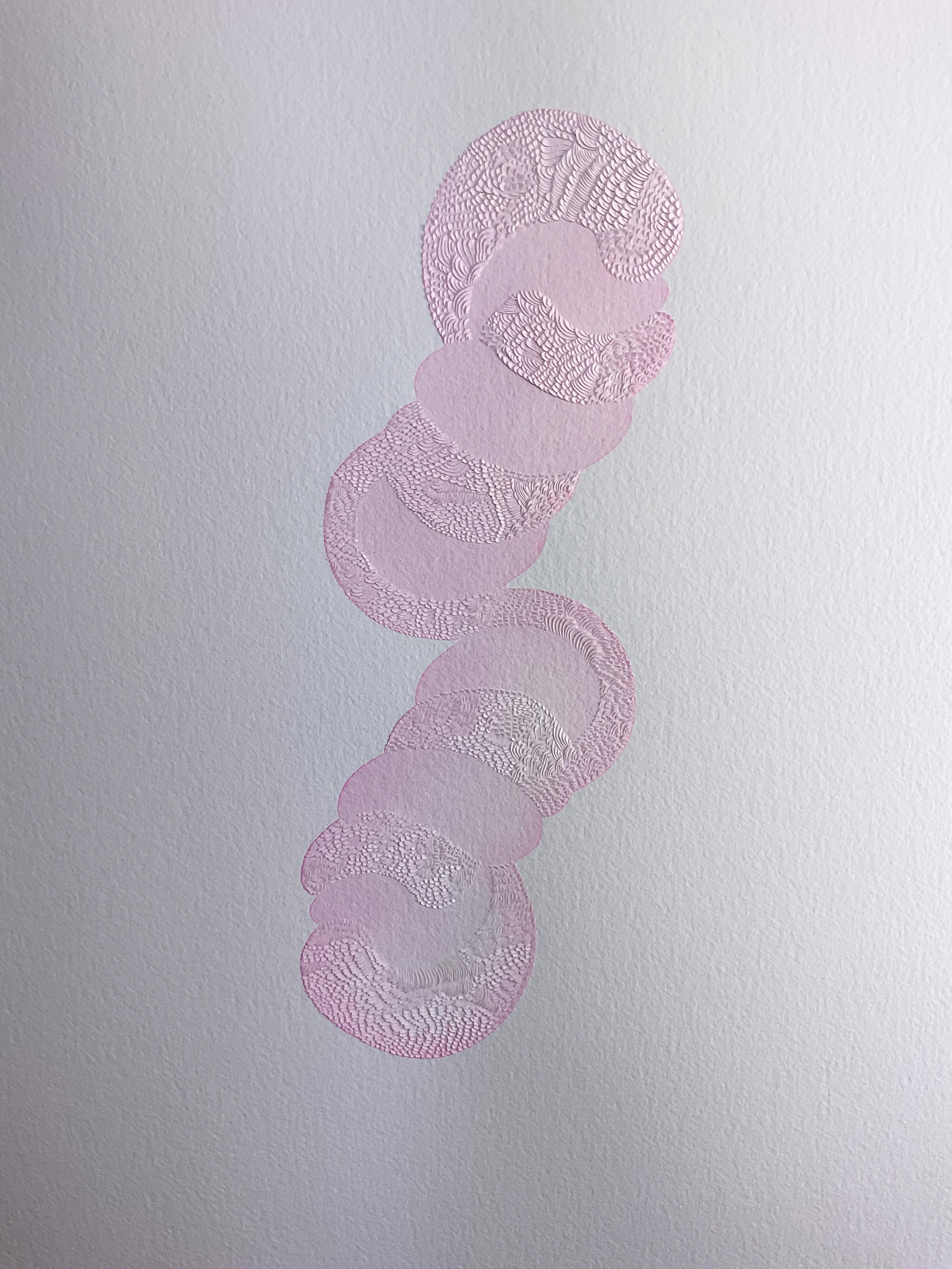 Handmesserzeichnung VII -  Schönes strukturiertes Gemälde mit atemberaubenden Details (Rosa) im Angebot 1