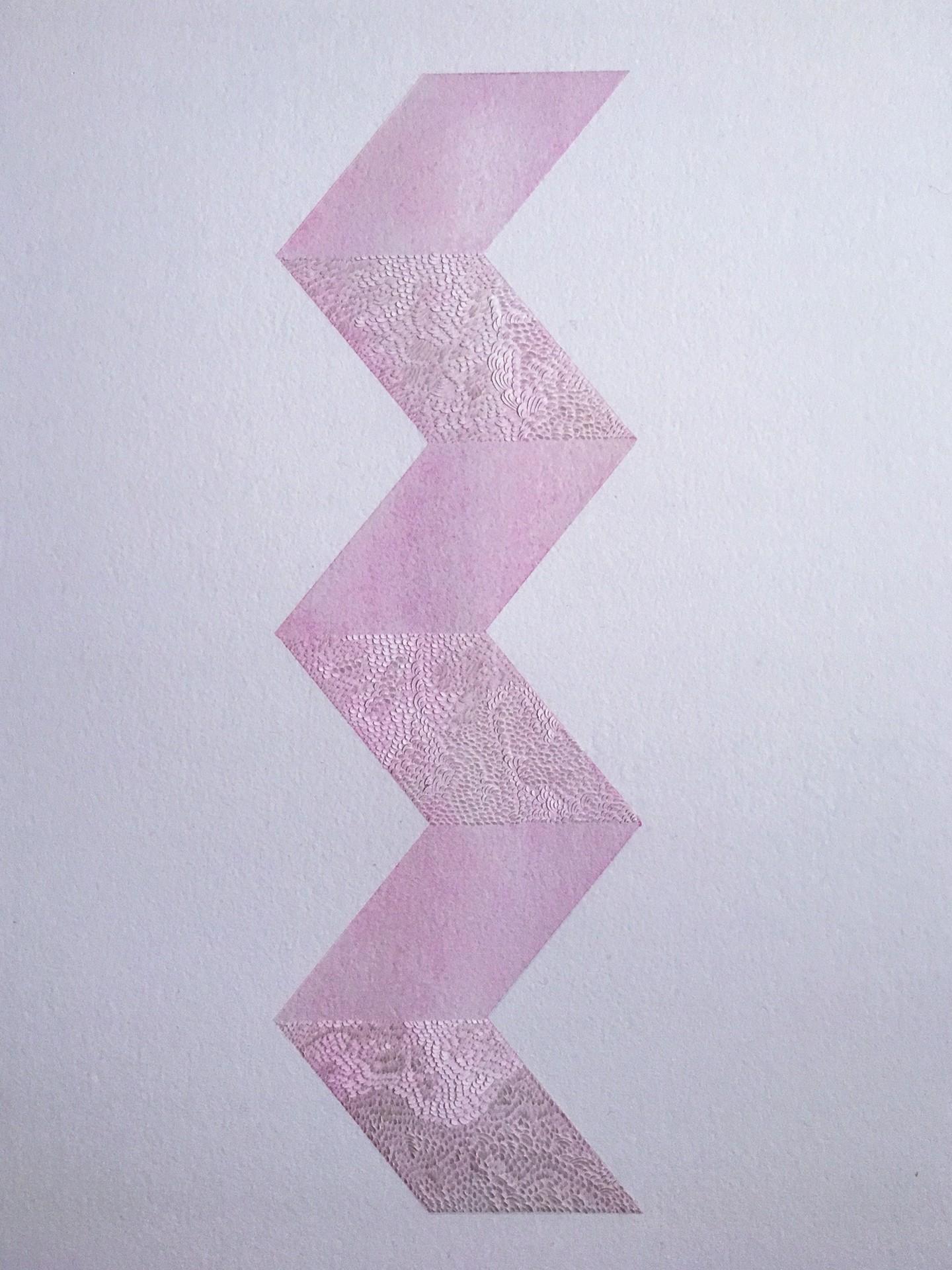 Lucha Rodriguez Abstract Drawing - Knife Drawing X - Beautiful Textured Abstract Painting w/ Stunning Detail (Pink