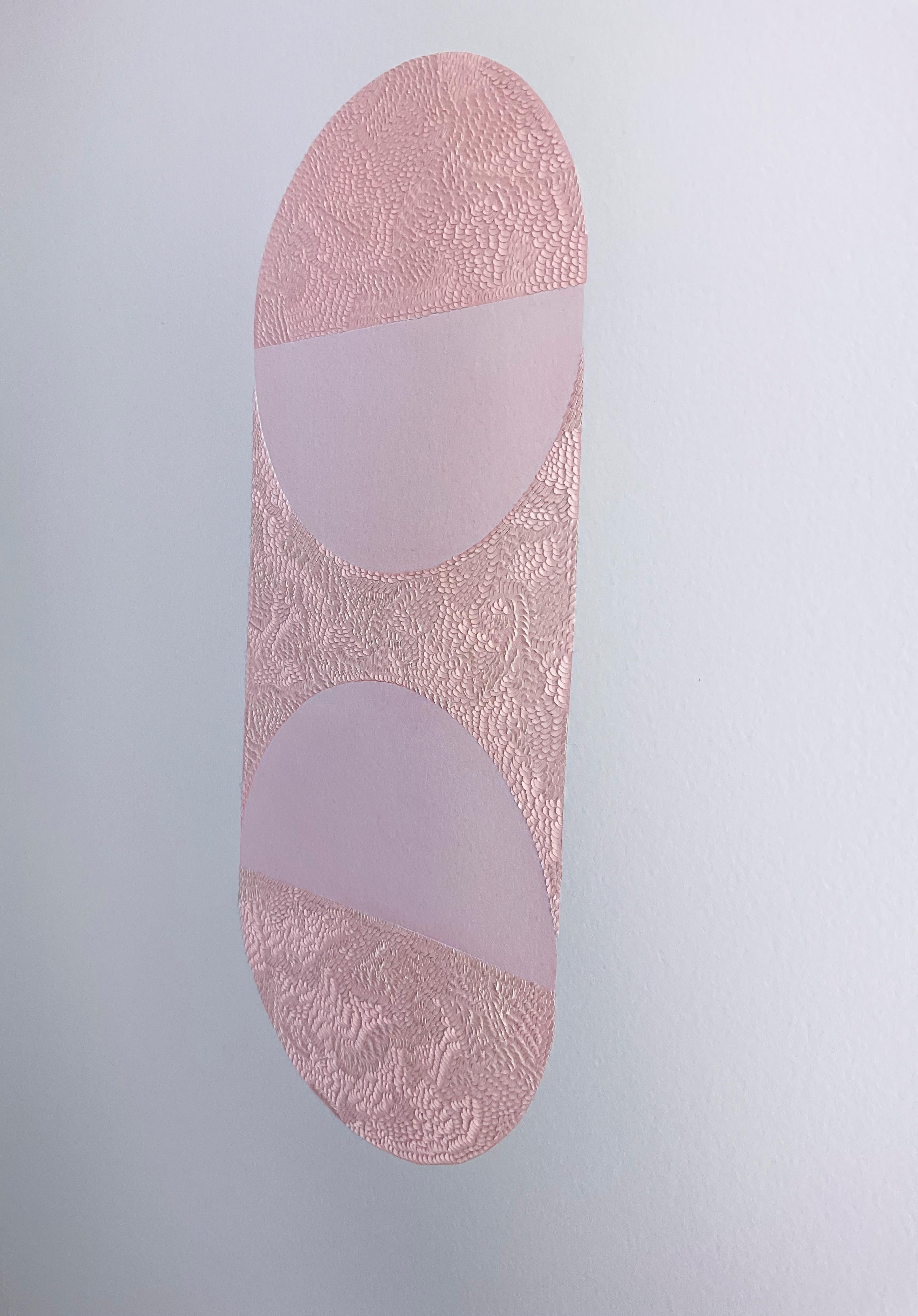 Knife Drawing XXIV - Manipulated Textured Paper with Stunning Detail (Pink) - Contemporary Art by Lucha Rodriguez