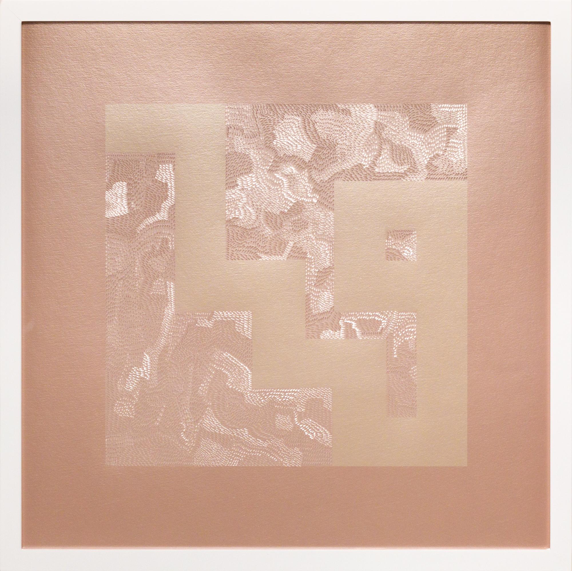   Lucha Rodríguez Abstract Print - "Buscando un Tesoro II, Knife Drawing", hand cut giclée print, metallic paper