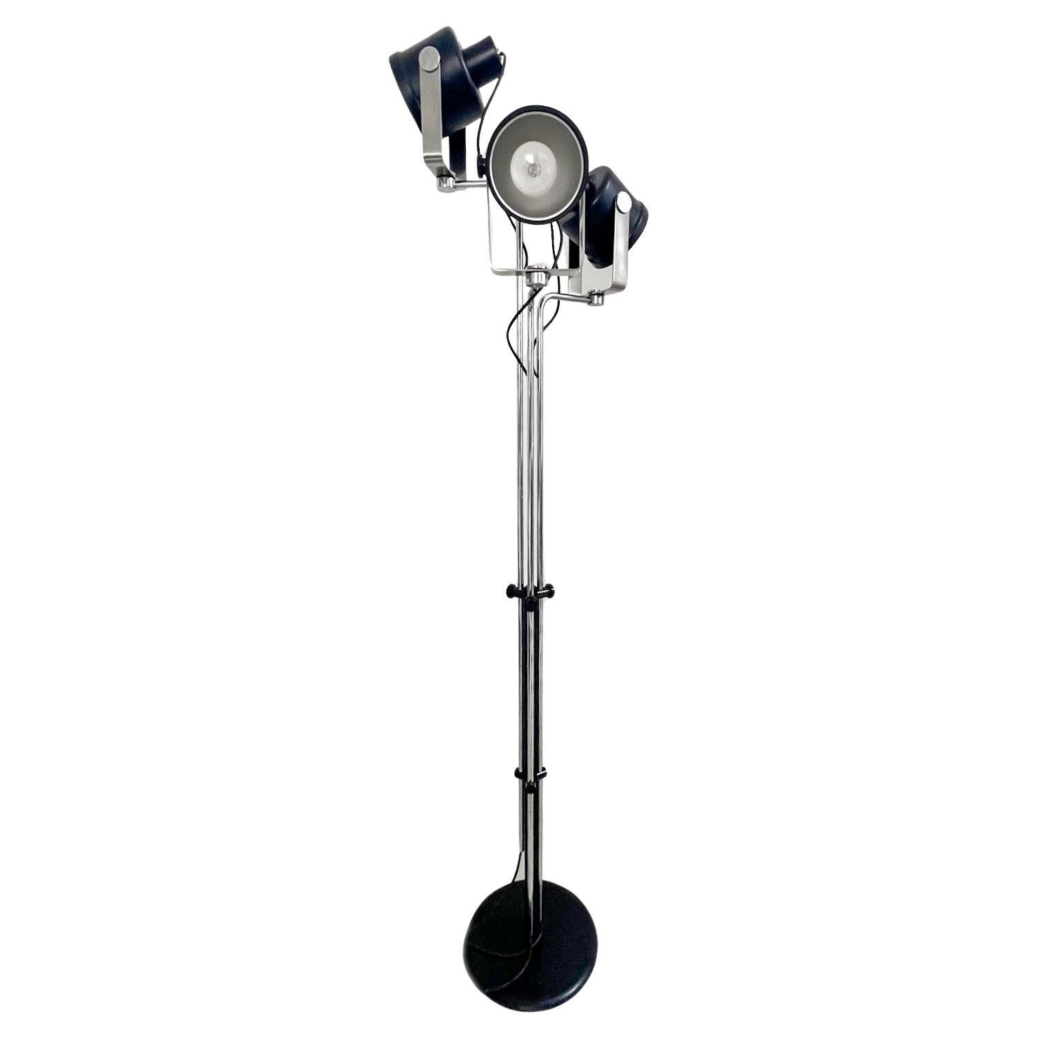Luci Milano P433 Floor Lamp in Metal, Three Lights, Adjustable, Mid-Century For Sale