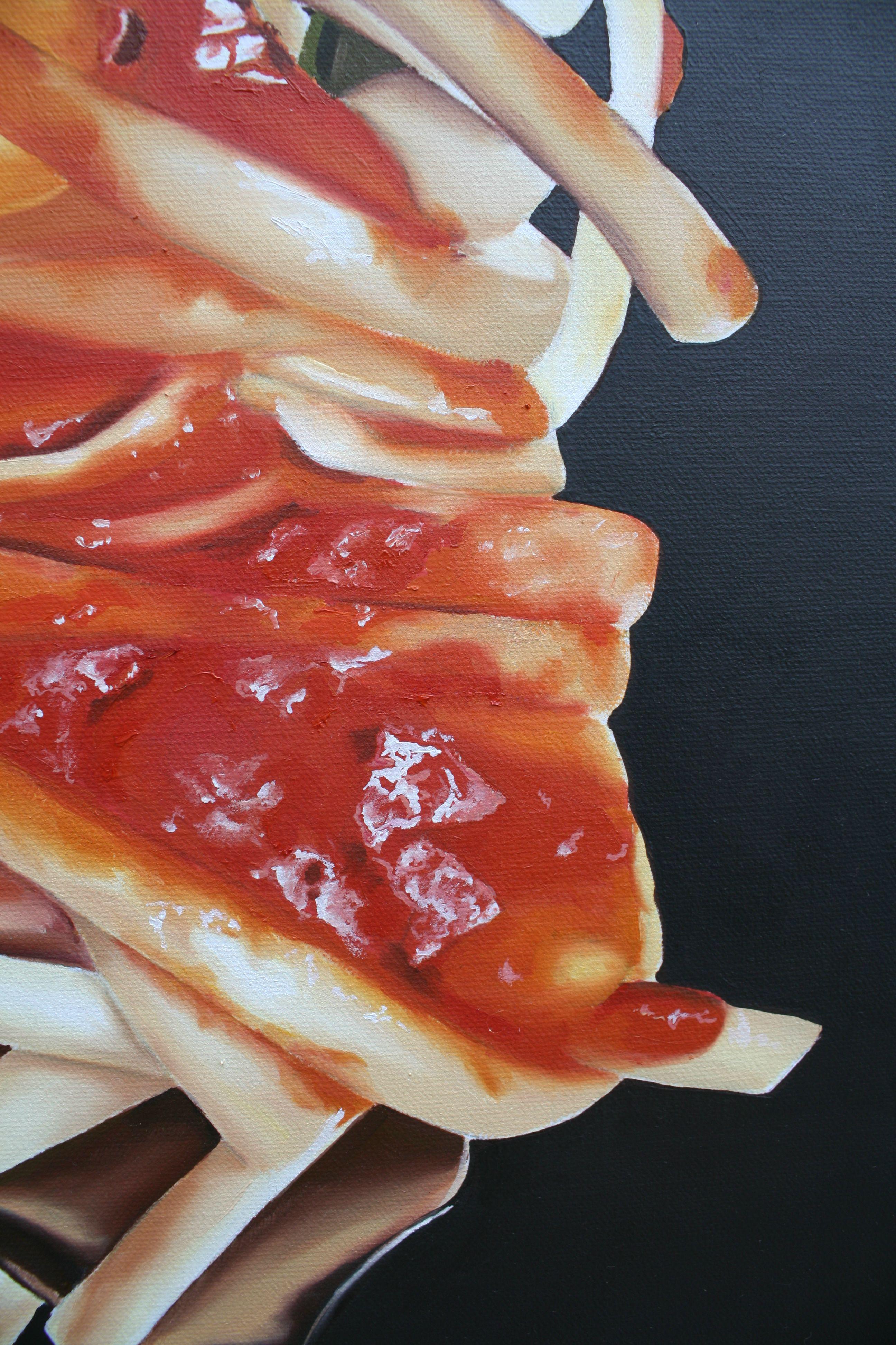 Oil on canvas  The pasta taste, one of my favorite subjects and courses I chose this topic for its ability to arouse the emotion I feel in those moments before the wonderful flavor of good pasta with tomato souce. The only watch it makes me want to