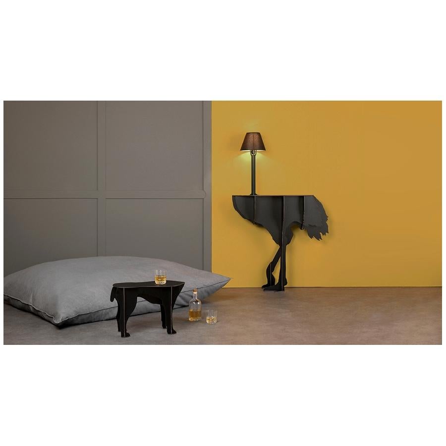 Modern Lucia, Black Ostrich Wall Console with Lamp, Made in France For Sale