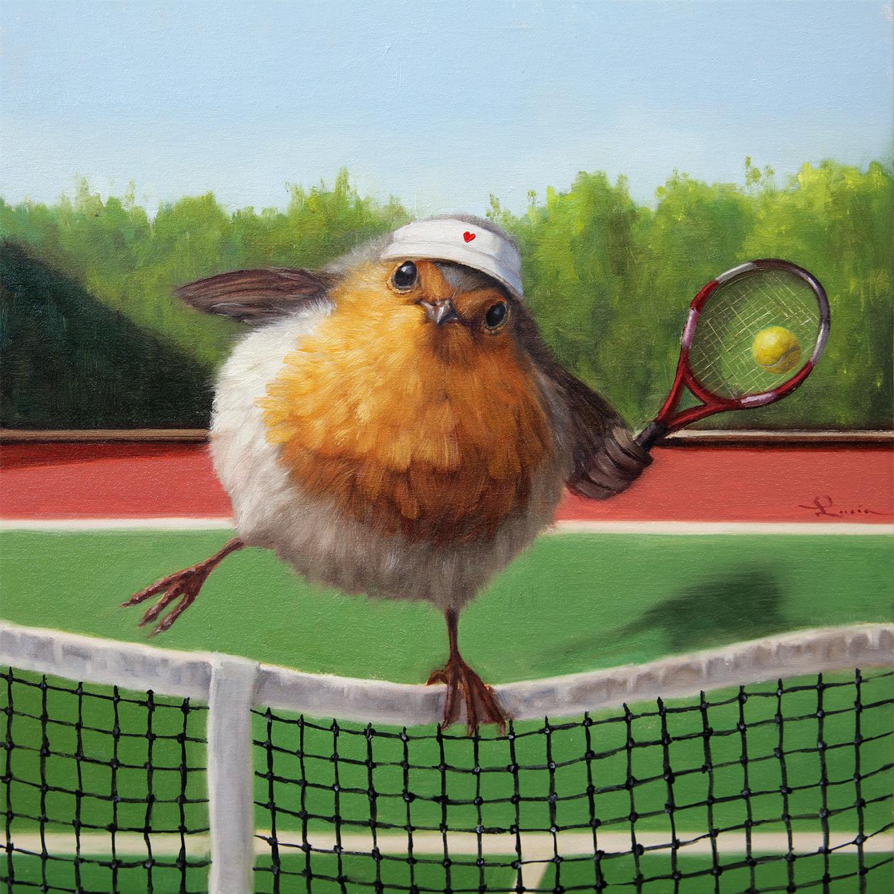Lucia Heffernan Animal Painting - "Round Robin" Oil Painting