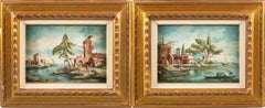 Antique Lucia Ponga - Pair of 19th century Venetian landscape paintings - Oil on Panel 