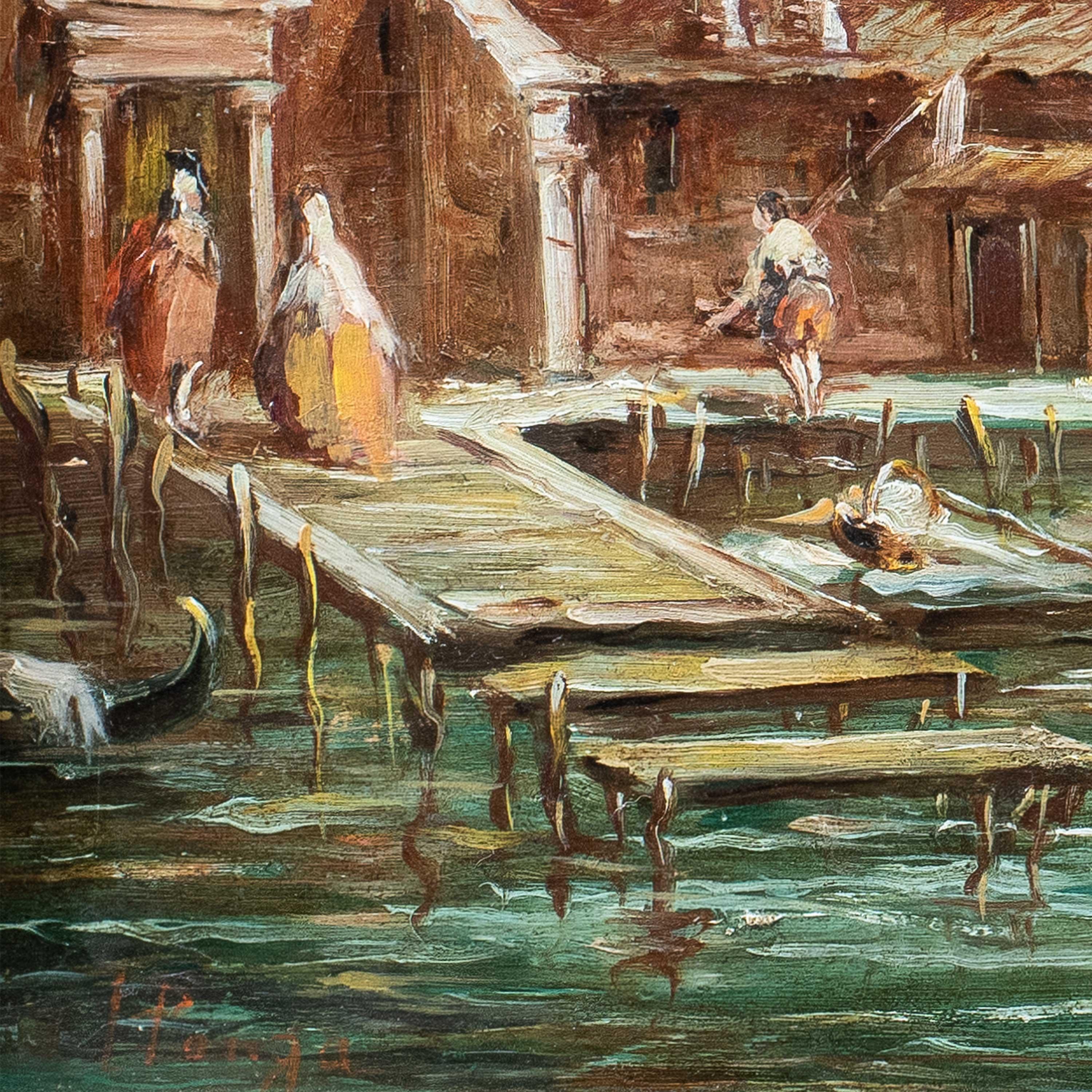 Lucia Ponga (Venecia) - Pareja de cuadros de paisajes del siglo XIX - Vista de Venecia en venta 4