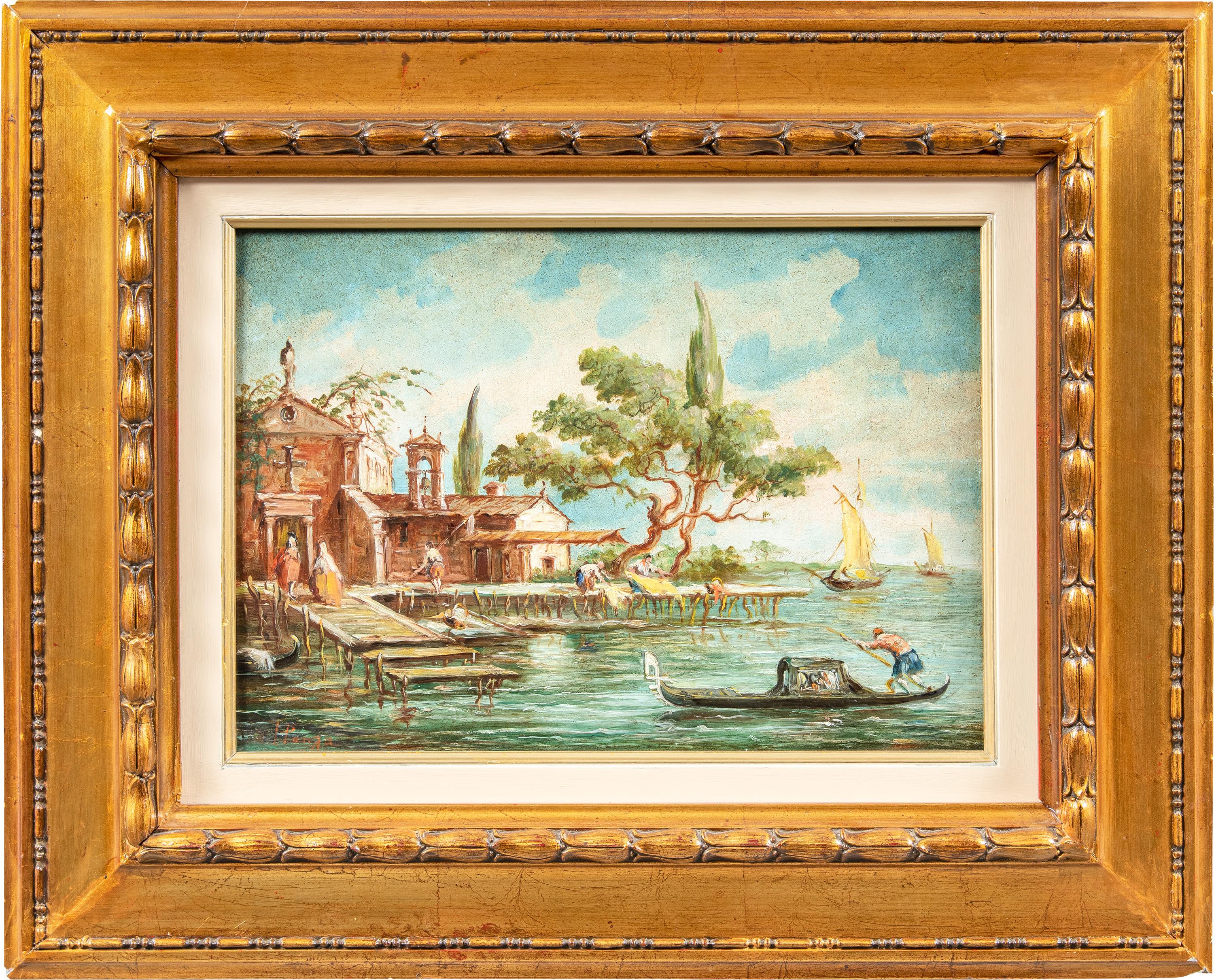 Lucia Ponga (Venice) - Pair of 19th century landscape paintings - Venice view  For Sale 1