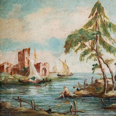 Lucia Ponga - Early 20th century Venetian Capriccio with ruins and boats