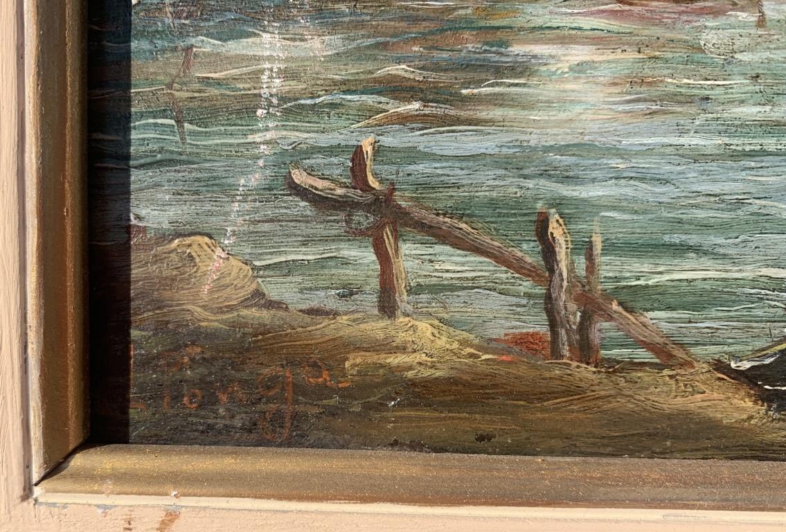 Lucia Ponga degli Ancillo (Venice 1887 - 1966) - Venetian Capriccio.

25 x 35 cm without frame, 44.5 x 55 cm with frame.

Old oil painting on panel, in a wooden frame.

- Signed lower left: 