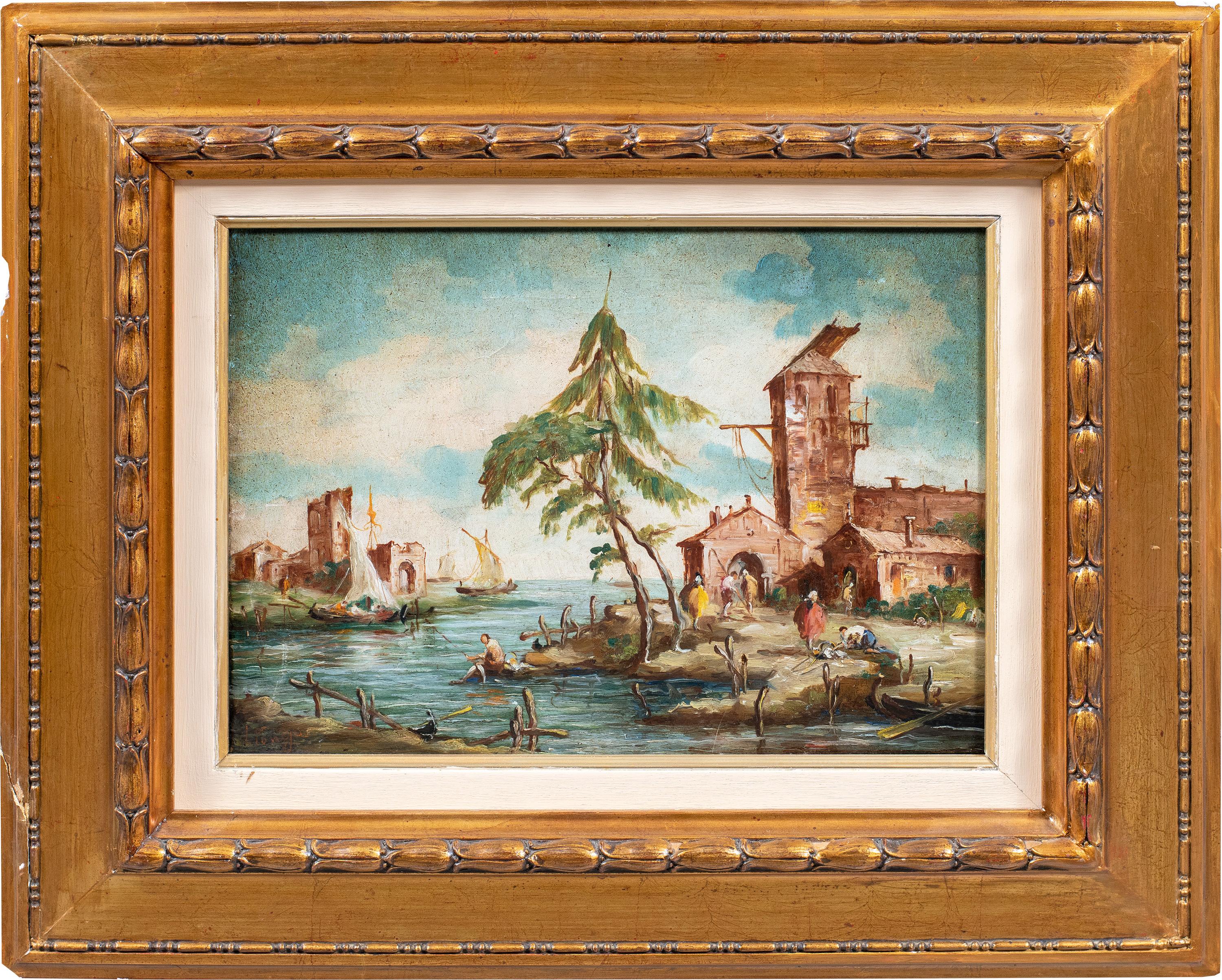 Lucia Ponga degli Ancillo  Figurative Painting - Lucia Ponga (Venetian painter) - 19th century landscape painting - Venice Signed