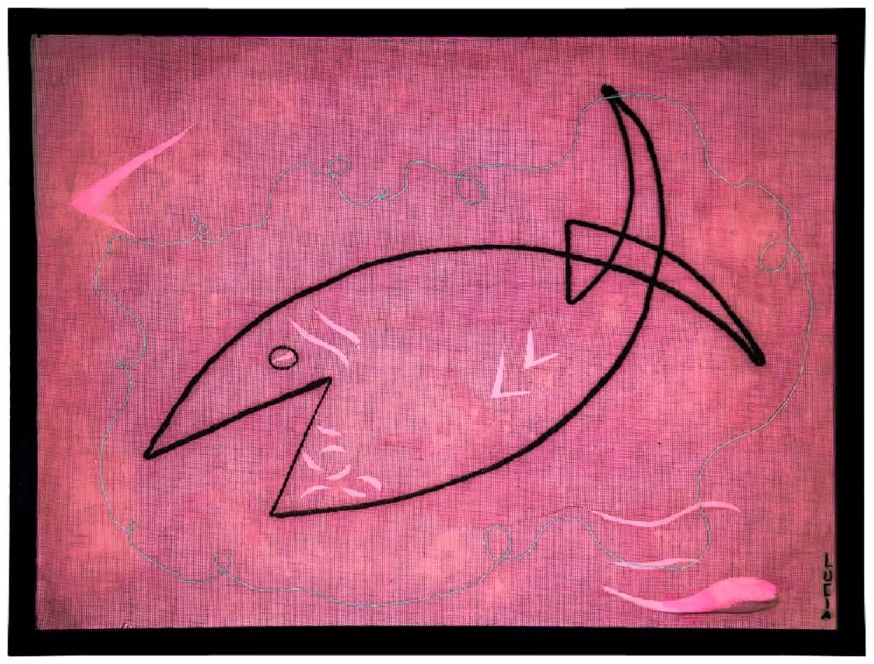 Poisson Agile, Fish Decoupage Collage Painting