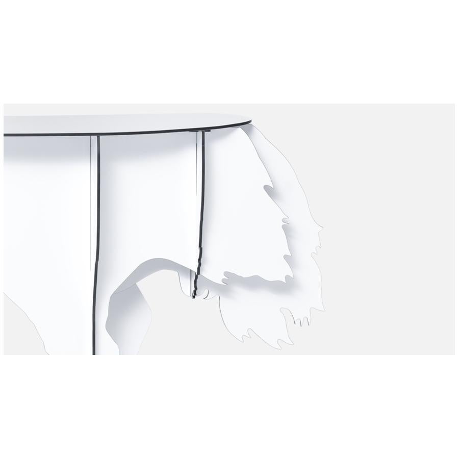 Modern Lucia, White Ostrich Wall Console With Lamp, Made in France For Sale