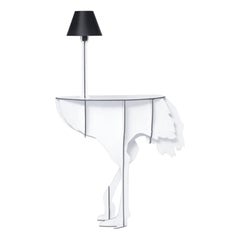 Lucia, White Ostrich Wall Console With Lamp, Made in France