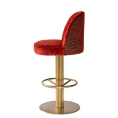 Lucian Bar Stool, Modern Brass & Leather Design