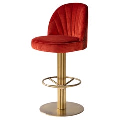 Lucian Bar Stool, Modern Brass & Leather Design