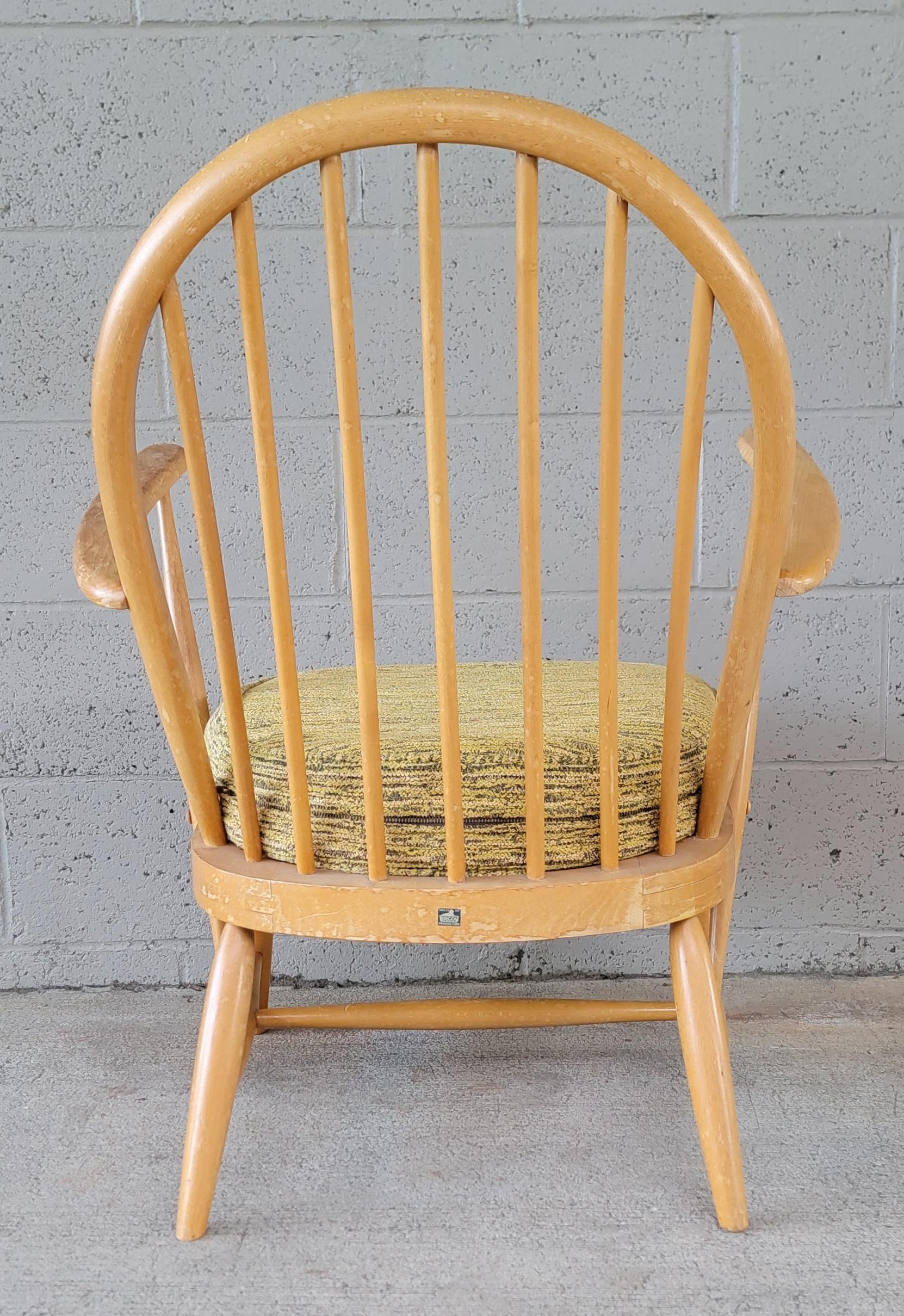 English Lucian Ercolani for Ercol, Beech Wood Hoop Back Lounge Chair. 1960's