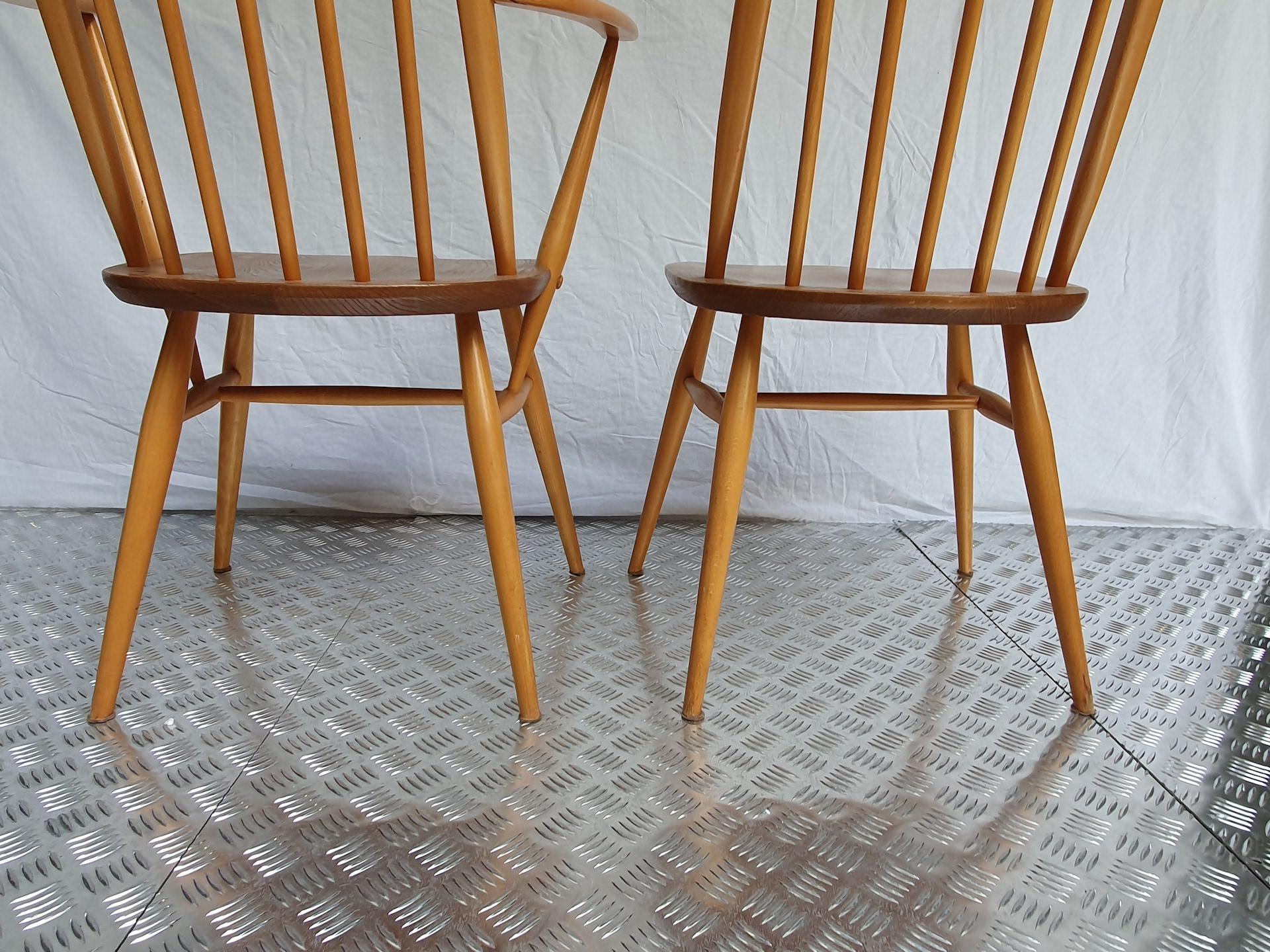 Lucian Ercolani, Pair of Armchair and Windsor Chair, Circa 1960 In Good Condition In Saint ouen, FR