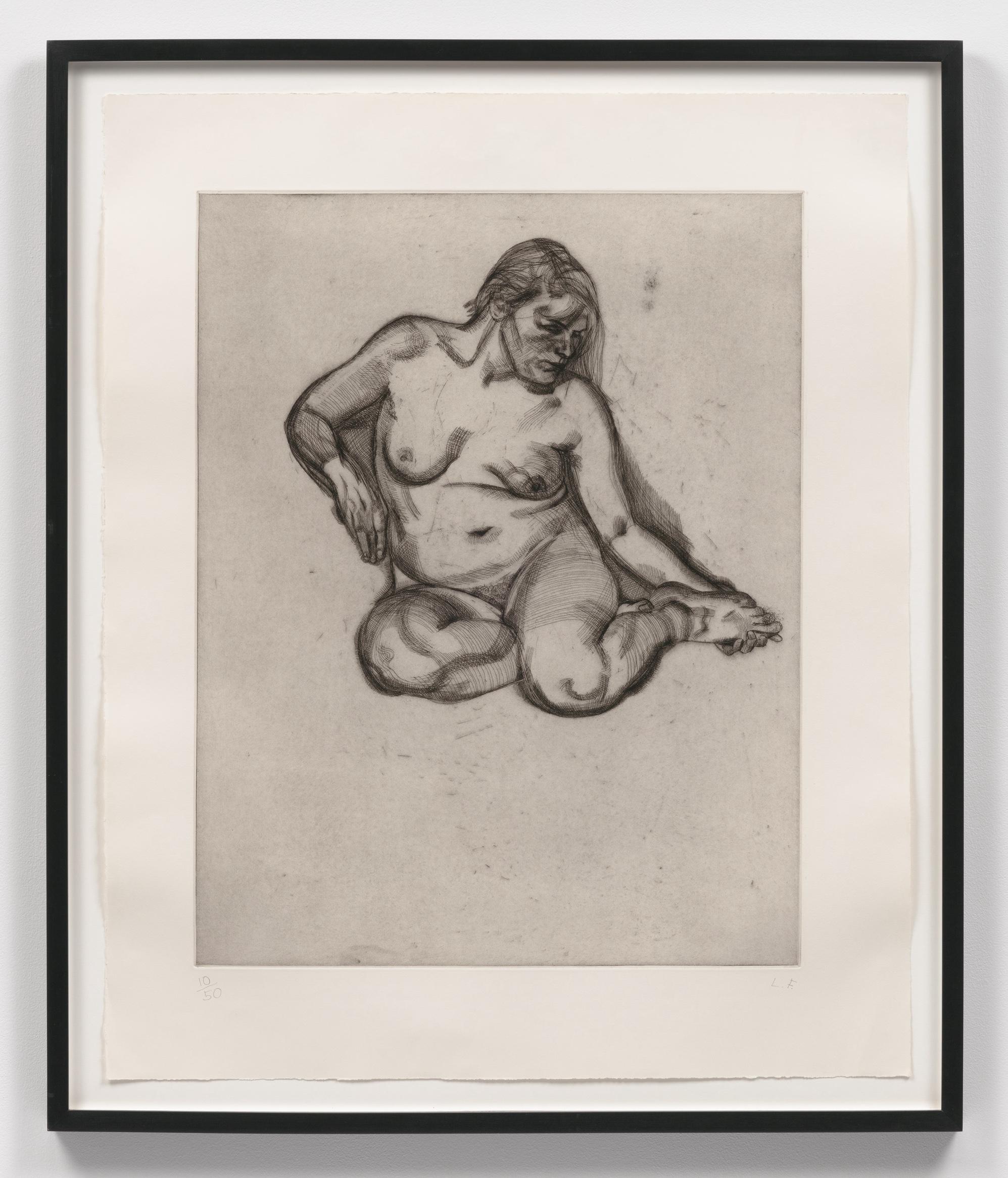 Lucian Freud Nude Print - Girl Holding Her Foot