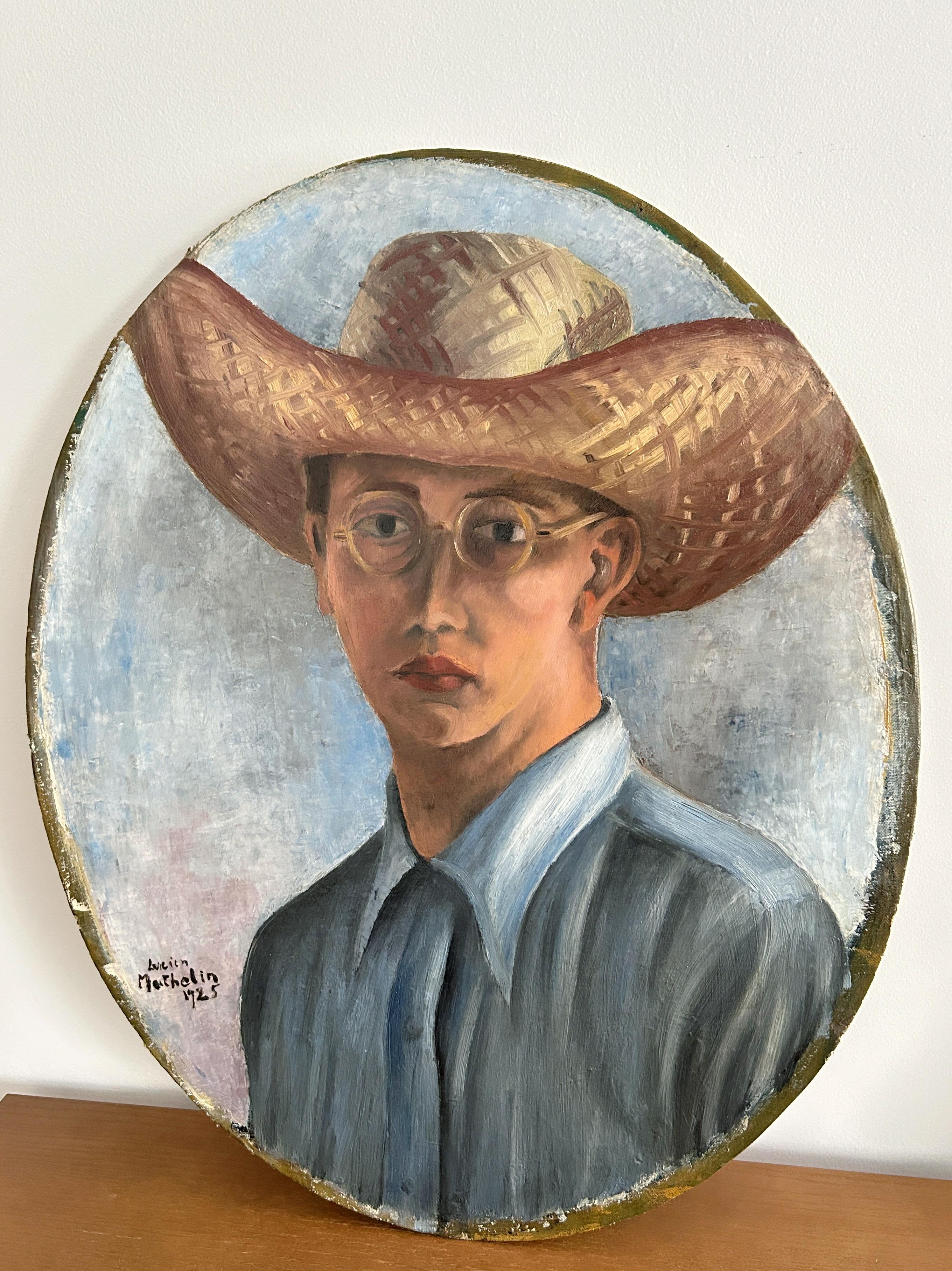 Lucien Mathelin (1905-1981), Self-portrait, 1925, oil on canvas mounted on panel For Sale 4