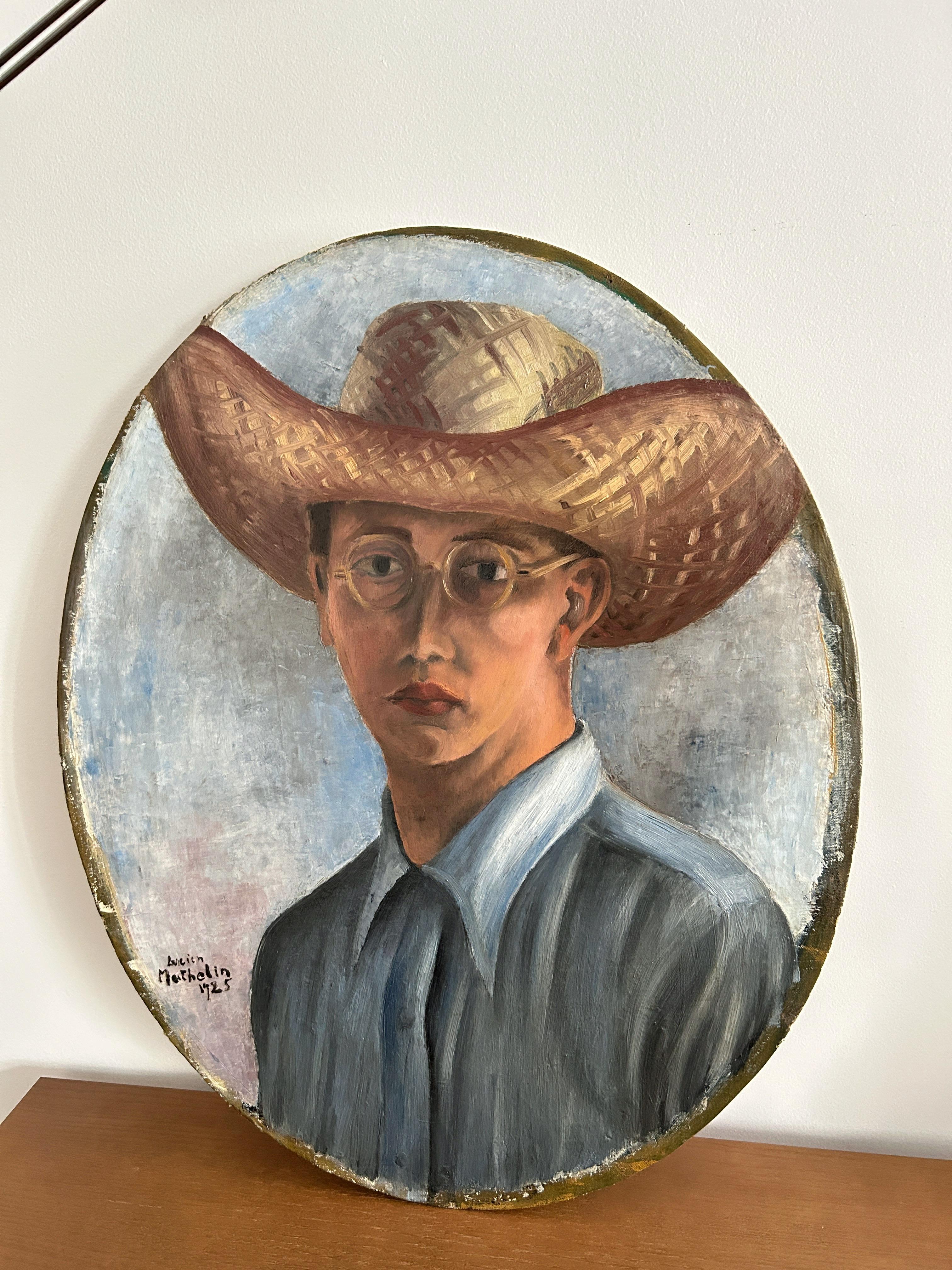 Lucien Mathelin (1905-1981), Self-portrait, 1925, oil on canvas mounted on panel For Sale 6