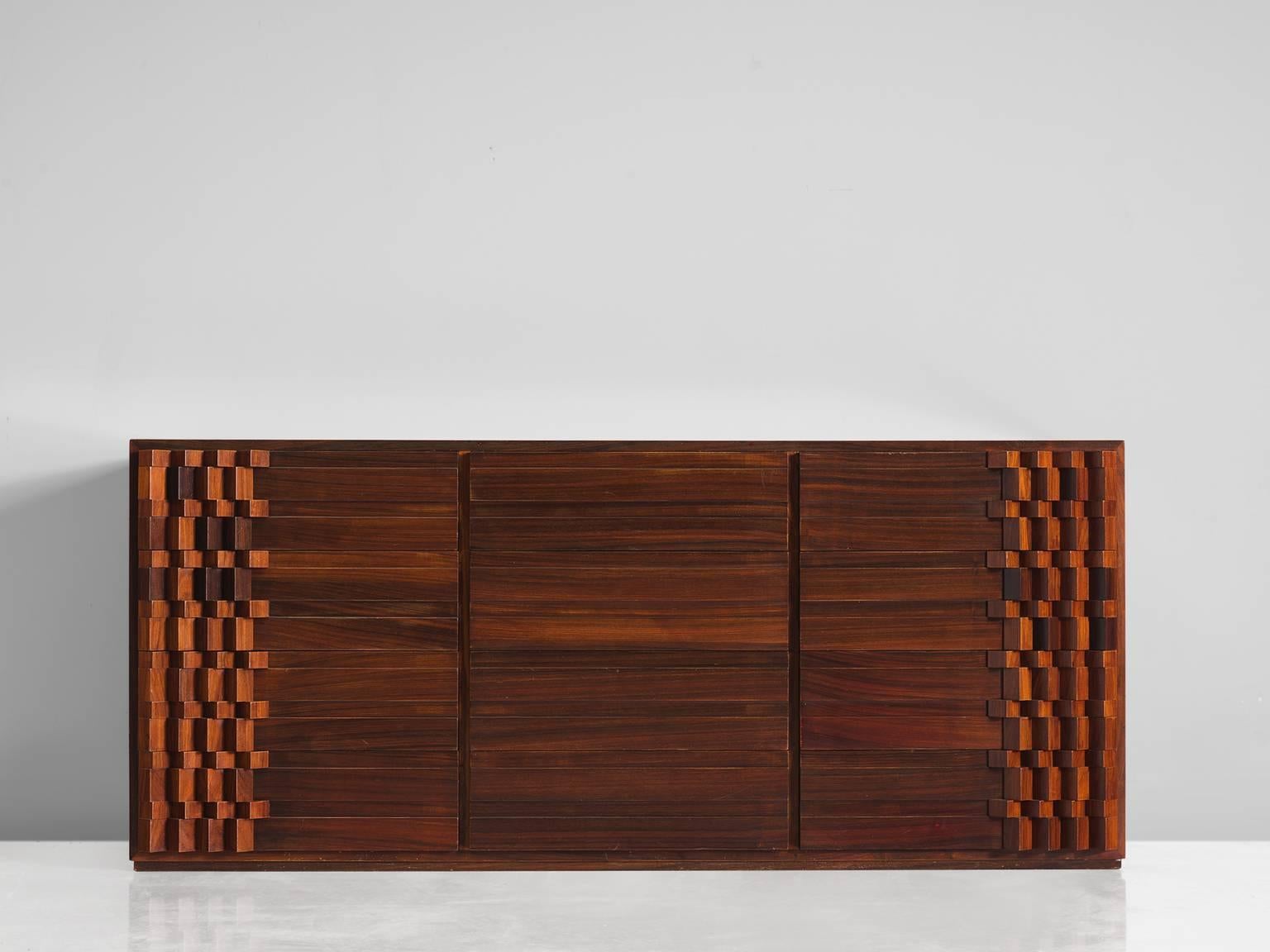 Post-Modern Luciano Frigerio Graphic Credenza in Rosewood