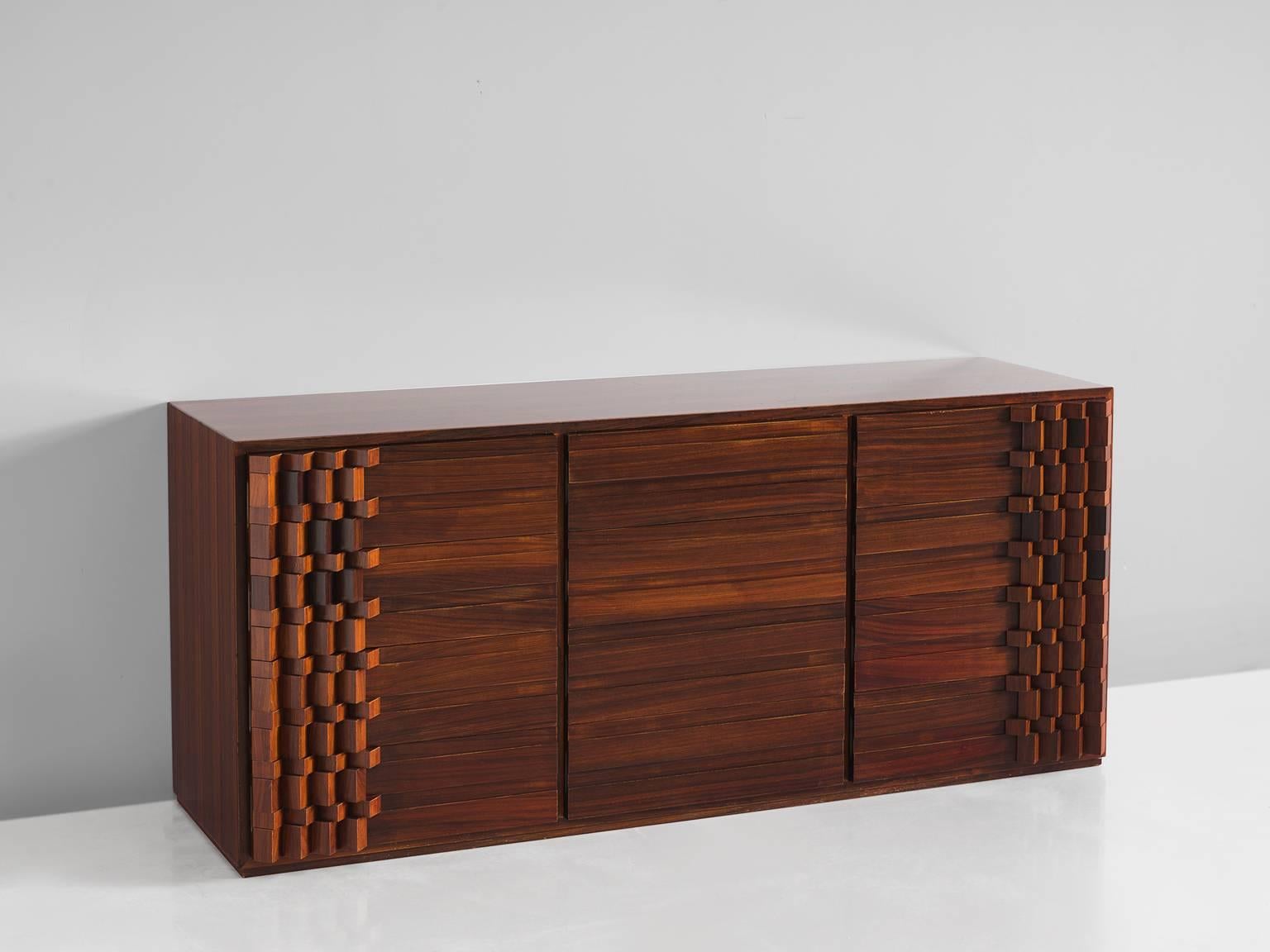 Italian Luciano Frigerio Graphic Credenza in Rosewood