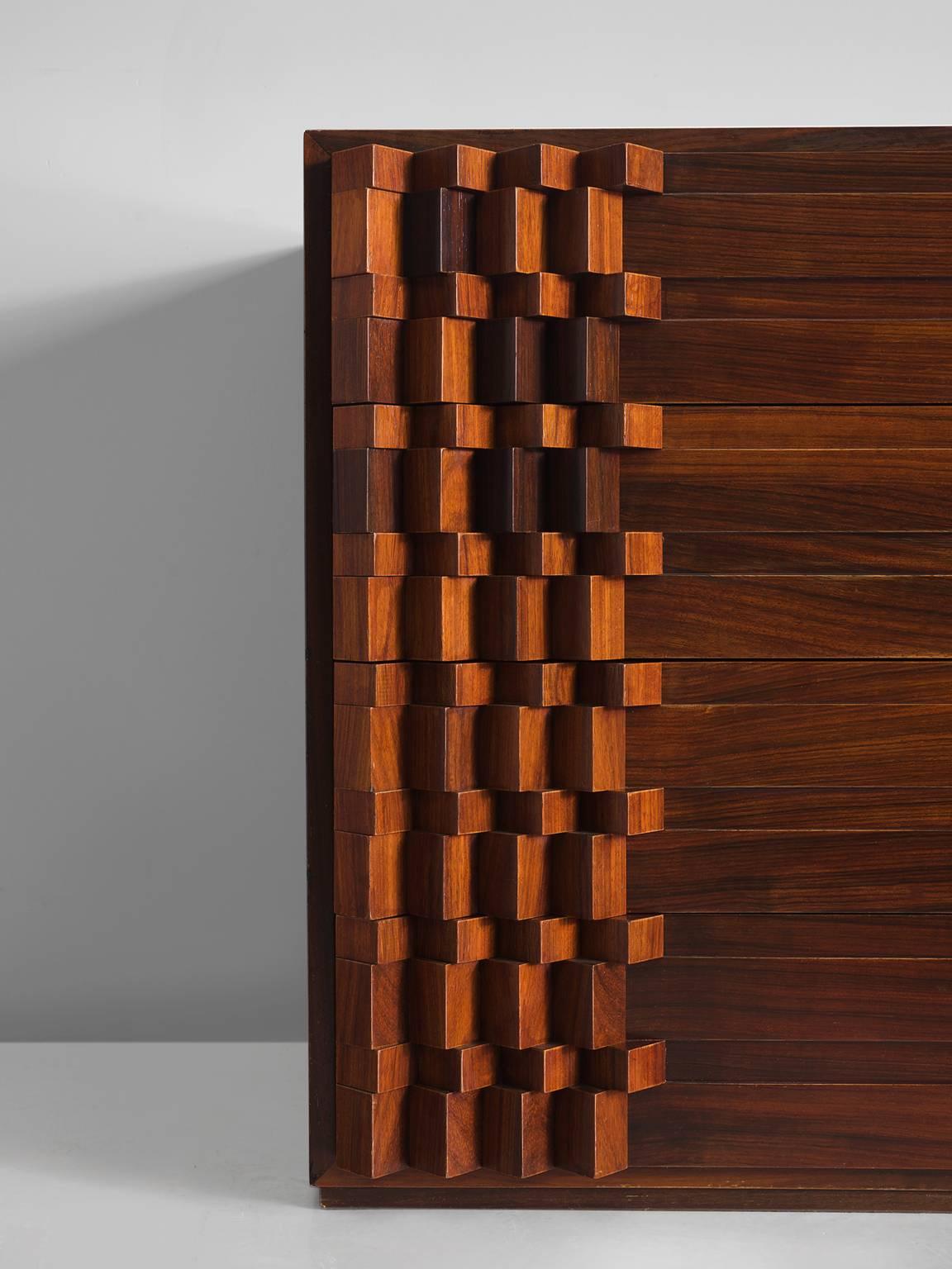 Late 20th Century Luciano Frigerio Graphic Credenza in Rosewood