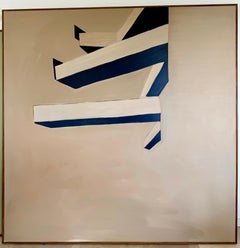 Contemporary Minimalist Large Abstract Painting with Architectural Linear Forms