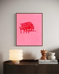 Luciana Levinton Blue Stilt House Minimal Line Drawing Painting