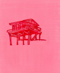 Luciana Levinton Blue Stilt House Minimal Line Drawing Painting