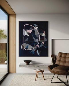 Luciana Levinton Geometric Abstract Painting Blue Pink Loop Composition