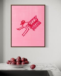Luciana Levinton Pink Stilt House Minimalist Architectural Painting, 2024