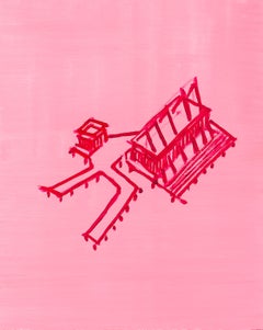 Luciana Levinton Pink Stilt House Minimalist Architectural Painting, 2024