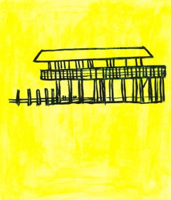 Luciana Levinton Yellow Stilt House Bold Minimal Architectural Painting, 2024