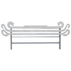 Lucianio Frigerio Hammered Metal Bed Headboard, circa 1970