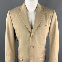 LUCIANO BARBERA 38 Regular Khaki Cotton Suit
